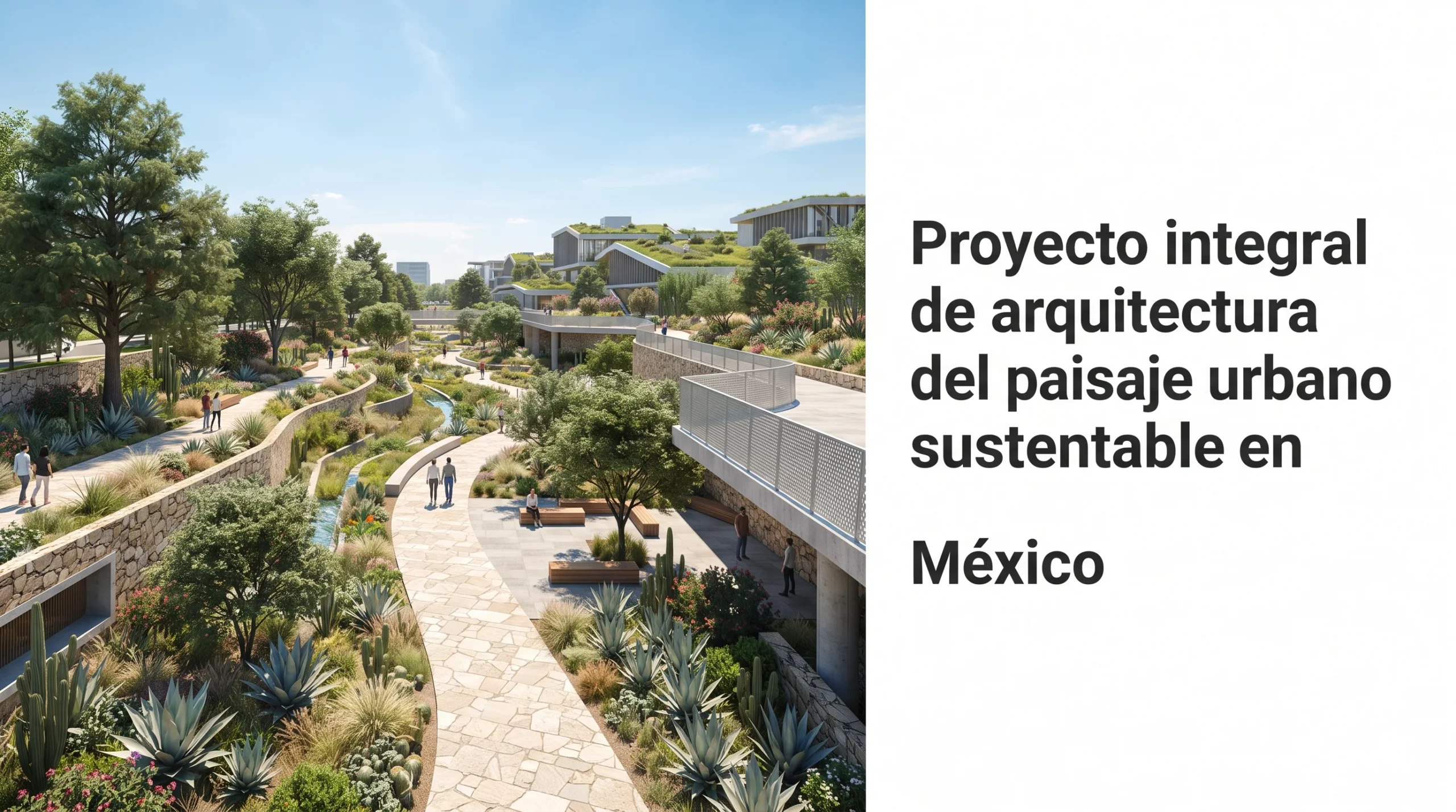 Diseño arquitectónico de paisaje y elementos acuáticos
