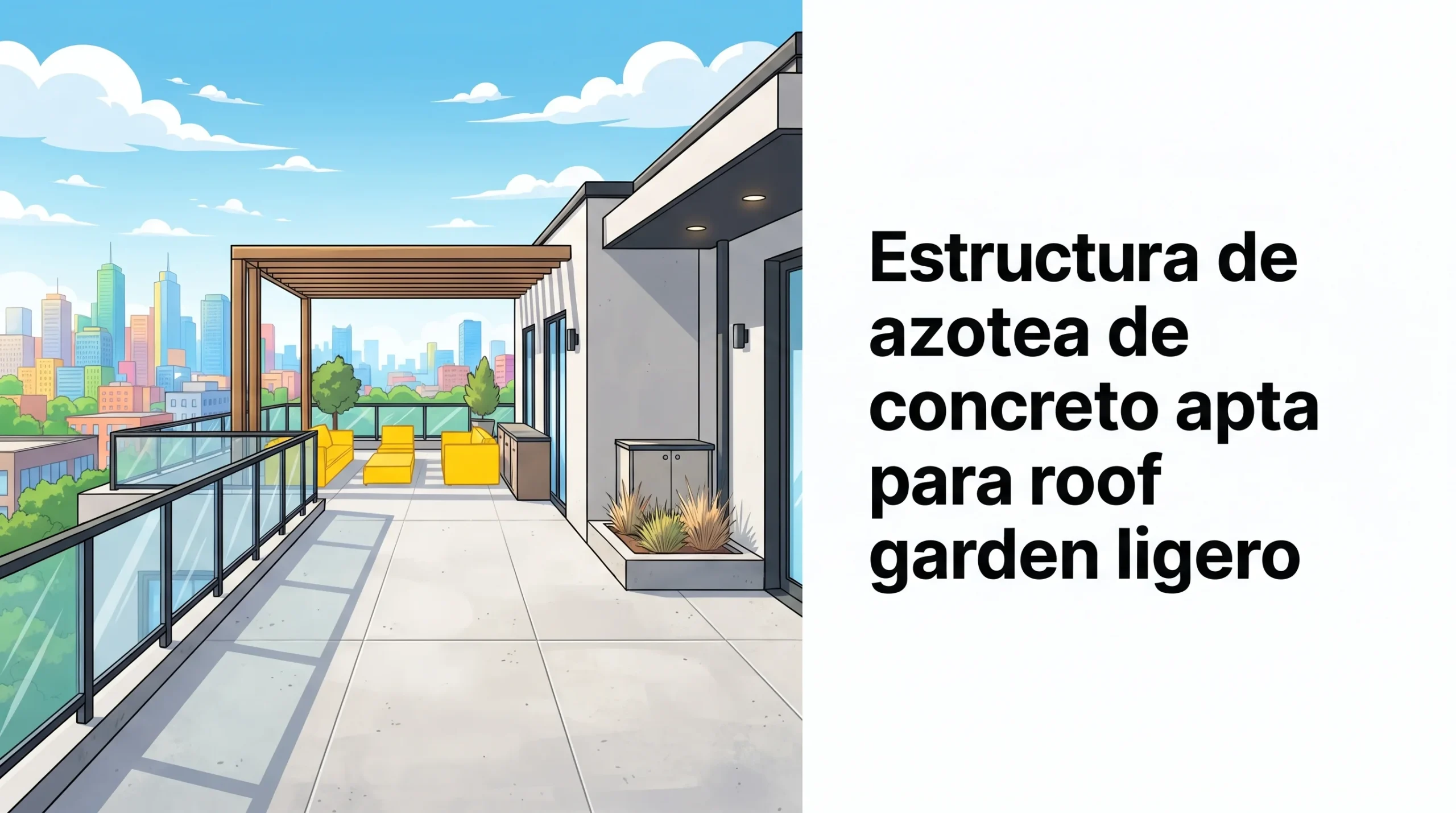 Estructura de azotea de concreto apta para roof garden ligero