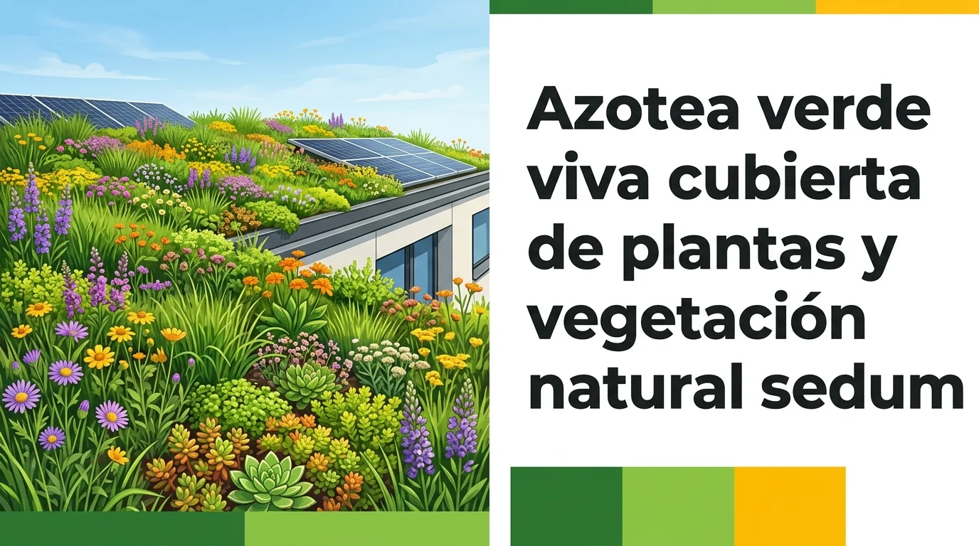 Azotea verde viva cubierta de plantas y vegetación natural sedum
