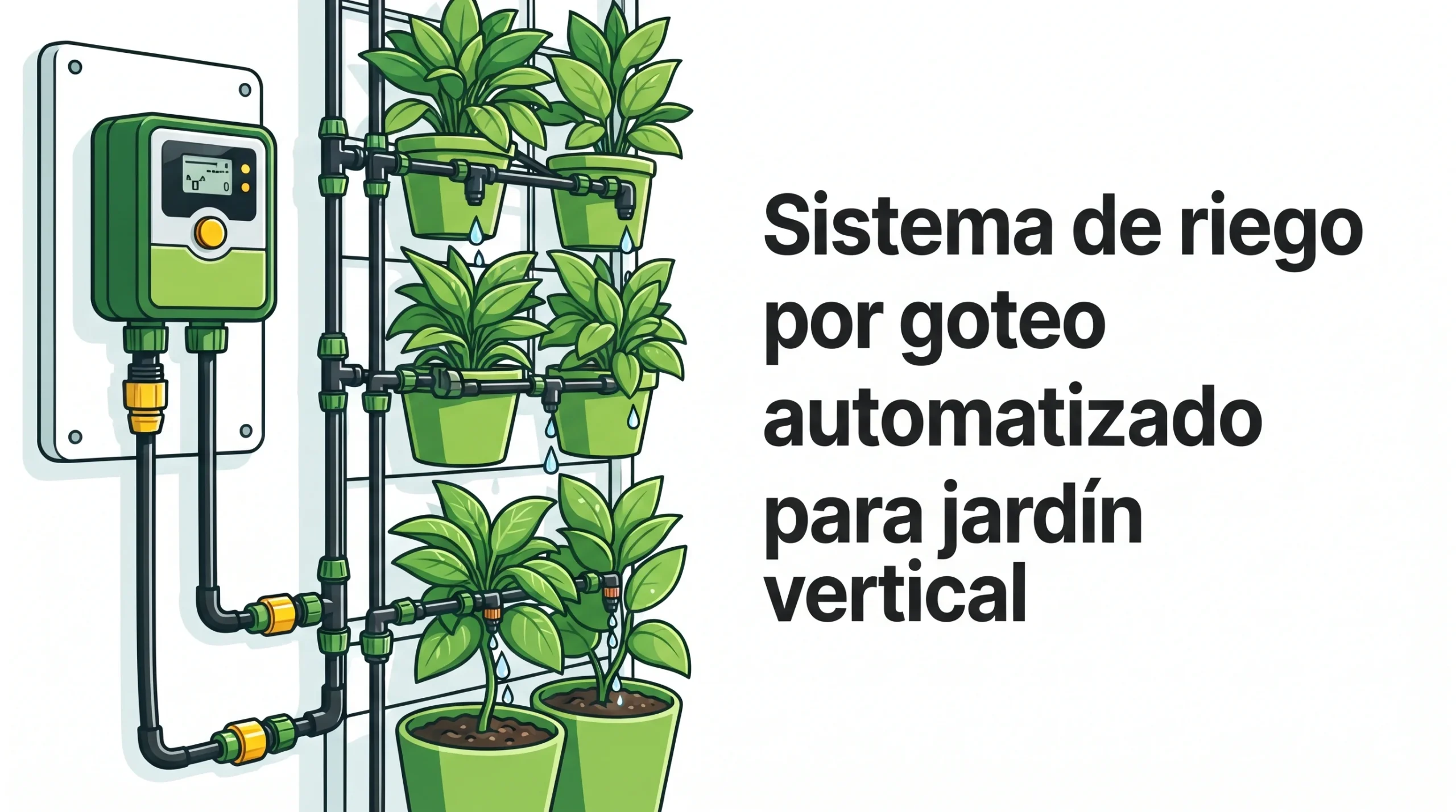 Sistema de riego por goteo automatizado para jardín vertical