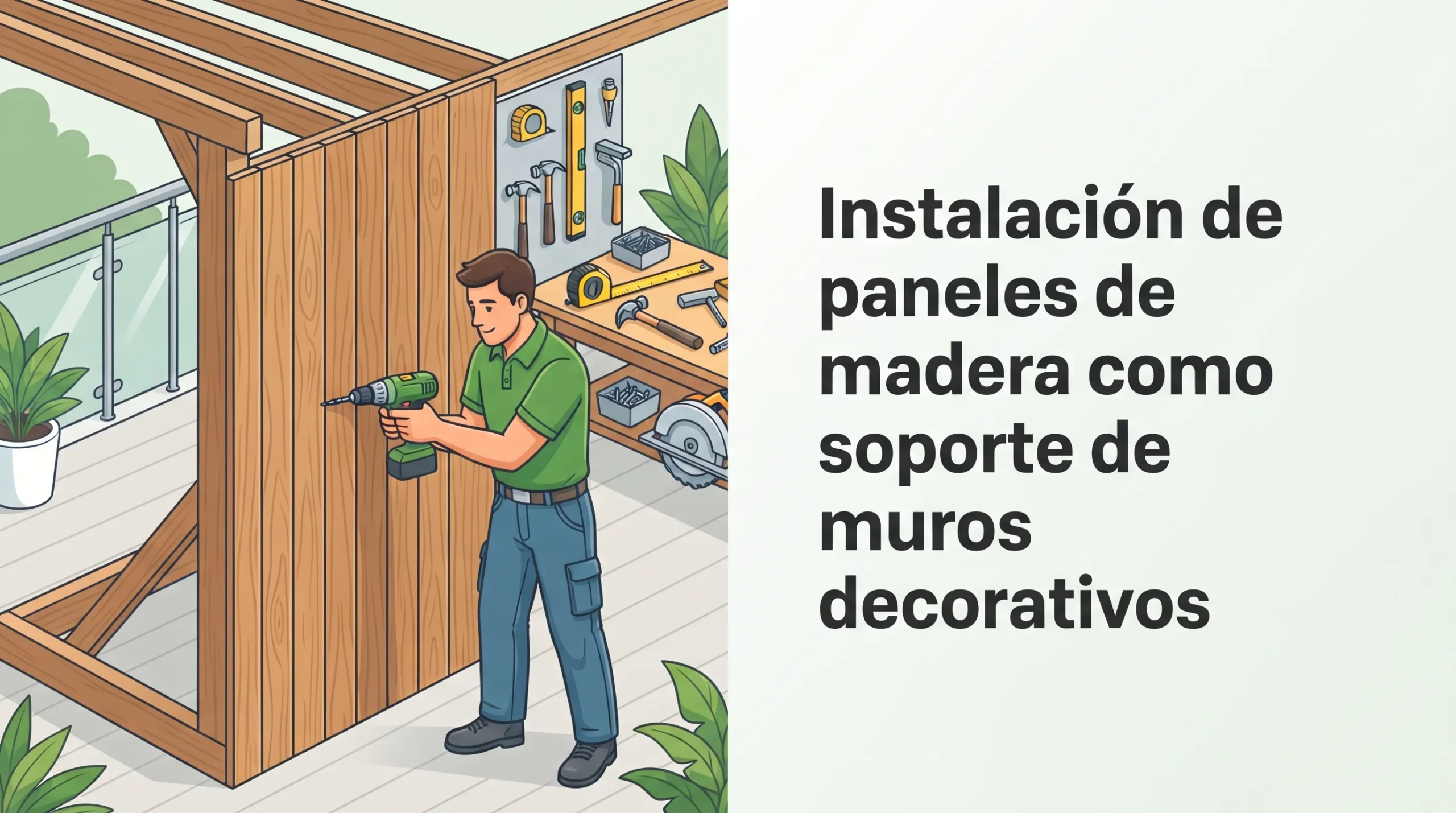 Instalación de paneles de madera como soporte de muros decorativos