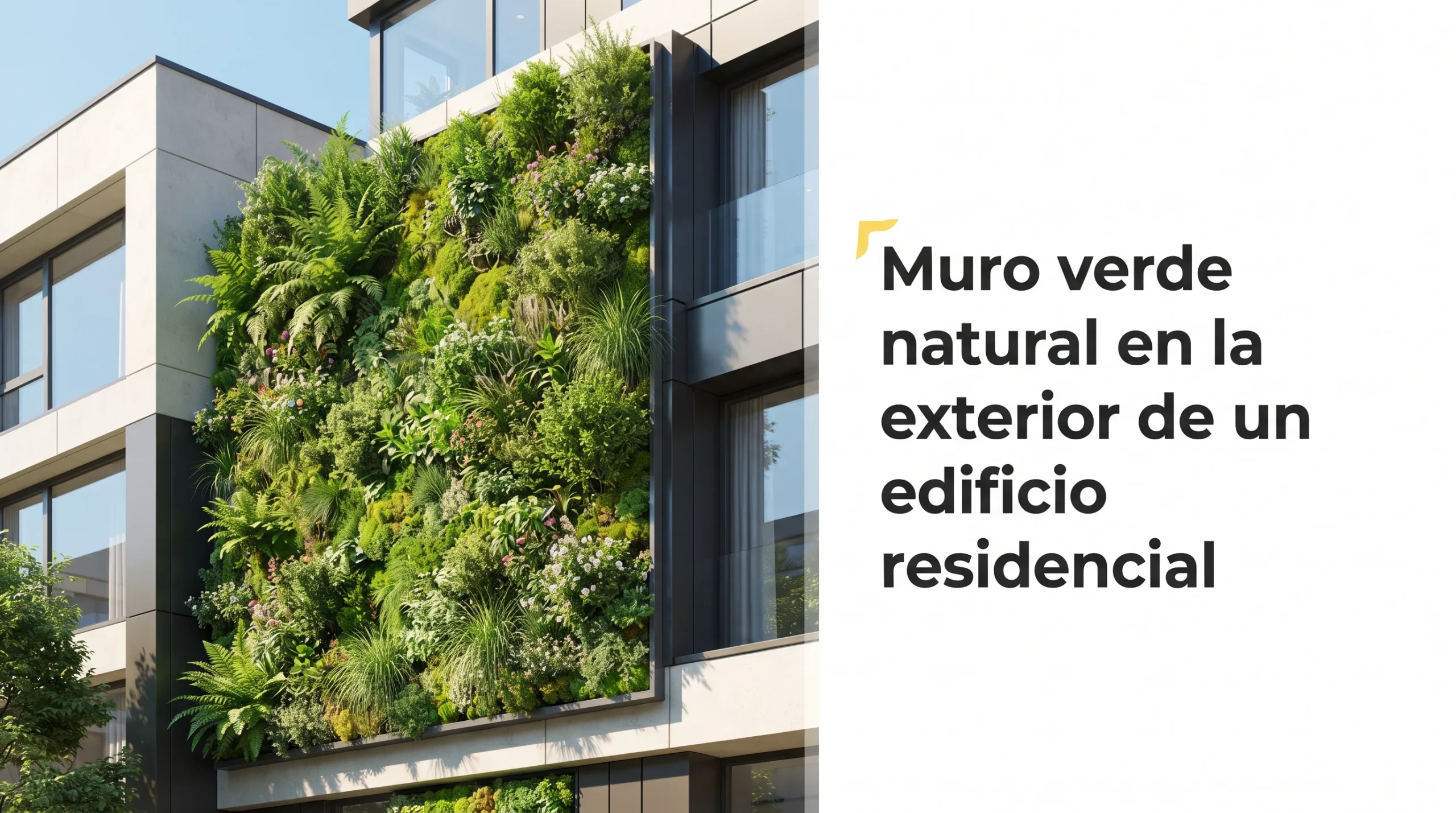 Muro verde natural en la fachada exterior de un edificio residencial