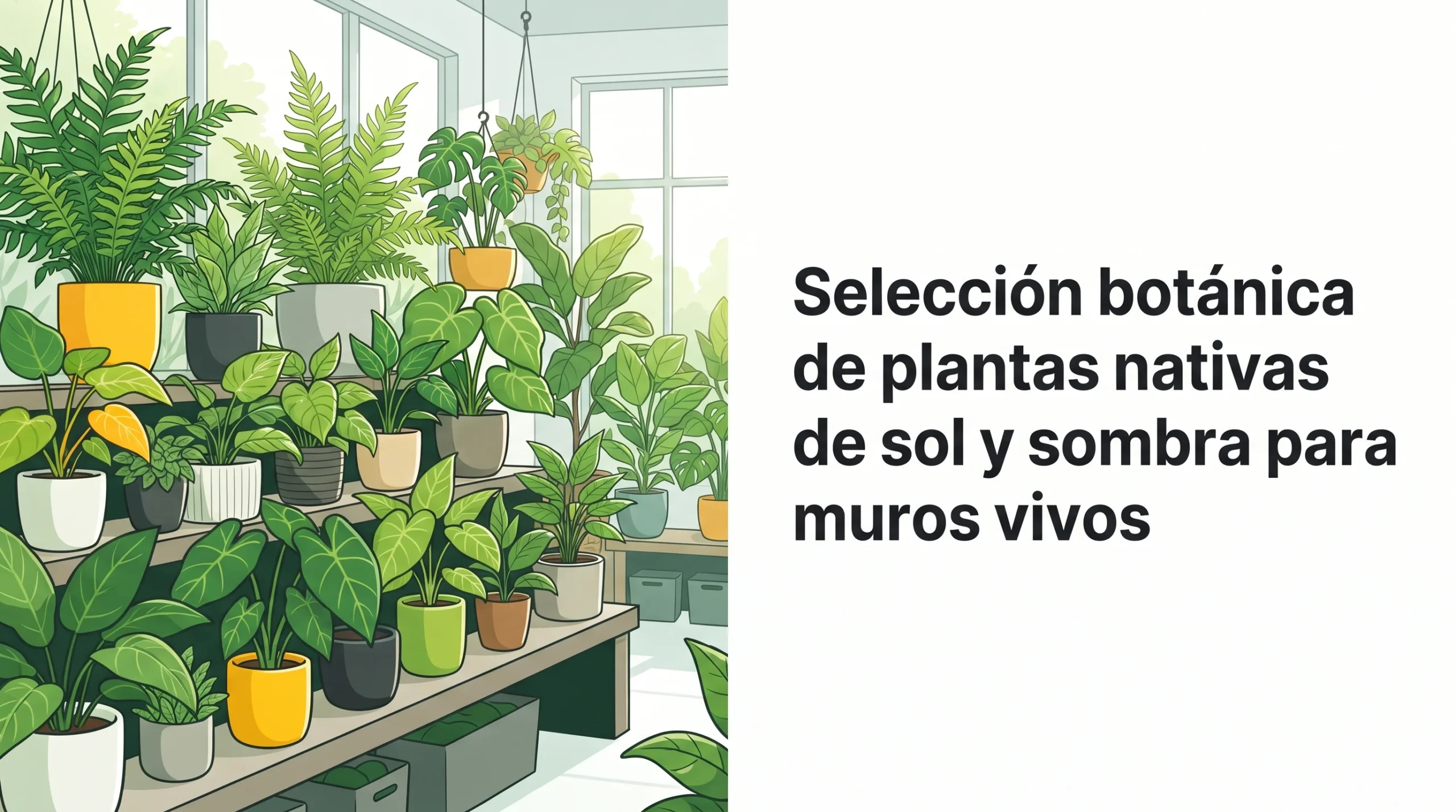 Selección botánica de plantas nativas de sol y sombra para muros vivos